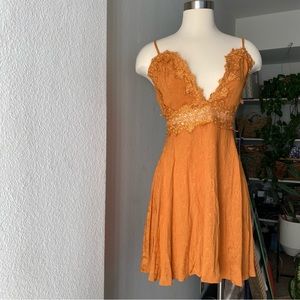 Beautiful Mustard Lace jacquard mini dress